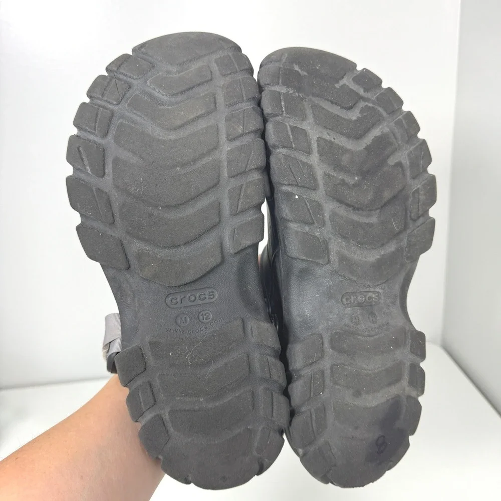 Crocs Classic All-Terrain Clogs Black Rugged Sole Adjustable Strap Mens 12